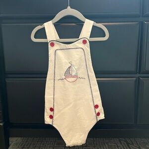 Bella Bliss White Sailboat Embroidery Bubble NWT 24M